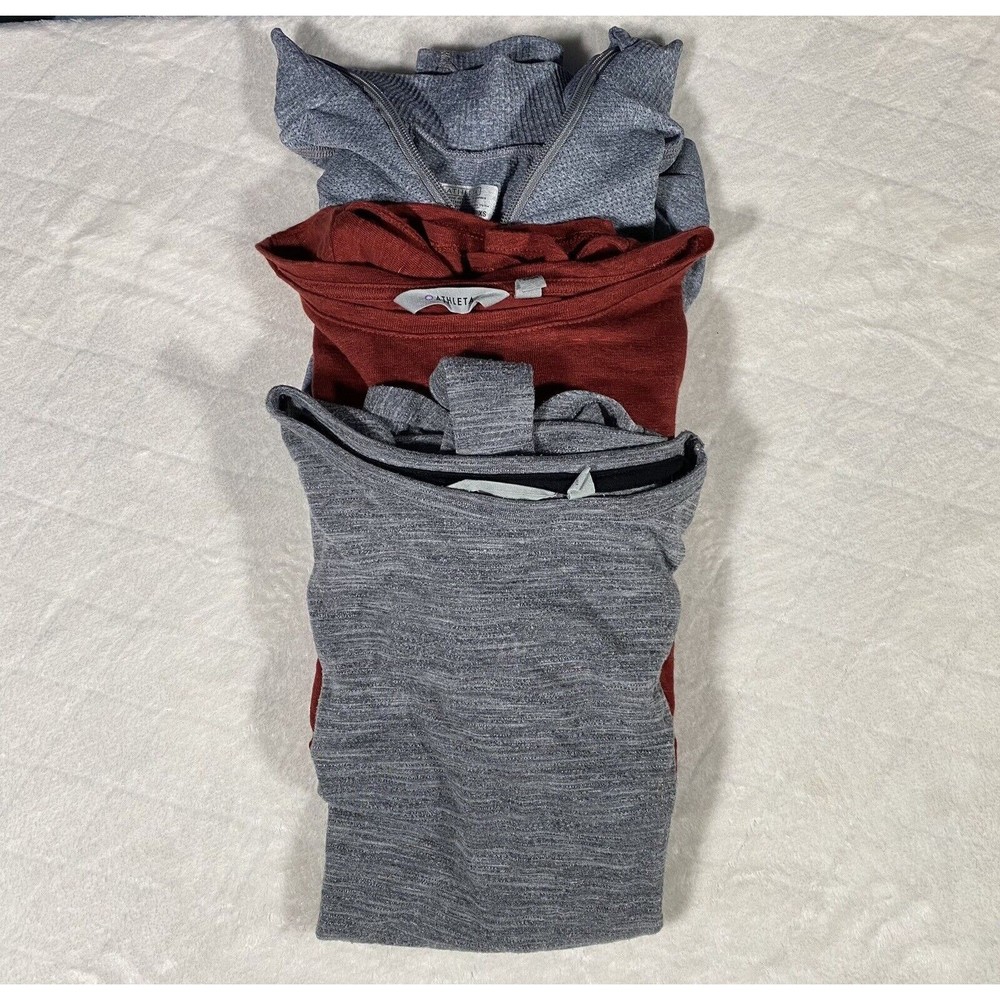 Athleta Women's Sz XXS Tops Lot 3 Gray Red Athleisure Workout Athletic Linen